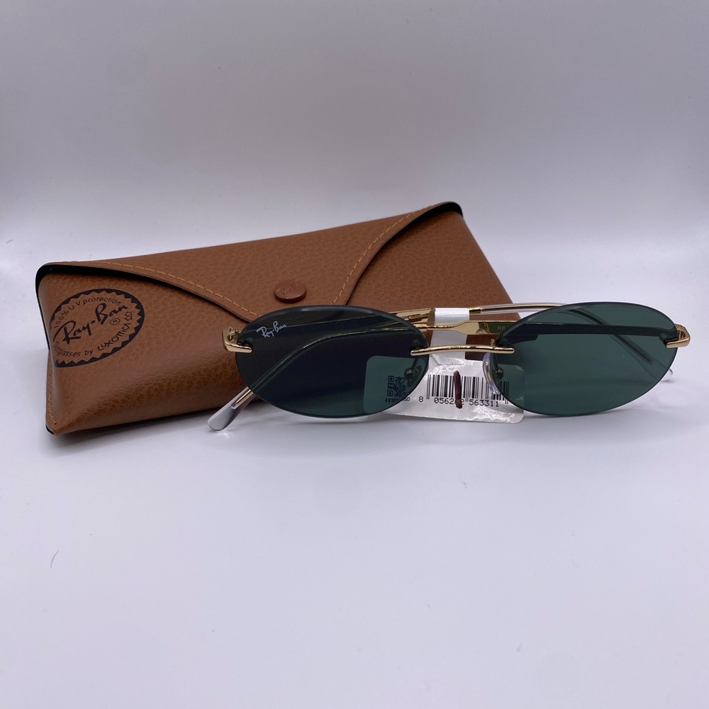 Ray-Ban 3767 Sunglasses Gold / Dark Green Lenses 56-18-145 NWT + Case